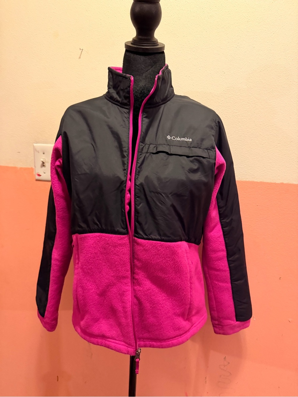 Columbia Pink and Black Insulated Fleece Jacket